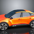 Orange Crossover SUV With Black Roof Modern Sleek Body And Alloy Wheels