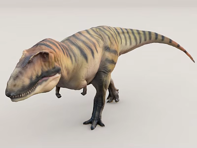 Realistic 3D Dinosaur Model With Striped Texture And Natural Stance 3d model