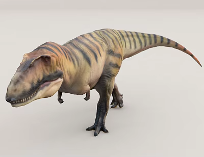 Realistic 3D Dinosaur Model With Striped Texture And Natural Stance 3d model