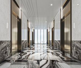 modern elevator hall 3d model