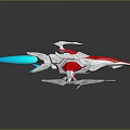 Futuristic Sci Fi Weapon With Red White Silver Mechanical Design And Blue Glowing Parts