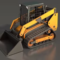 Yellow Tracked Skid Steer Loader With Front Bucket And Safety Cab Design