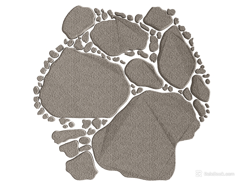 Natural Garden Stepping Stones Path With Irregular Shaped Stones And Small Pebbles 3d model 