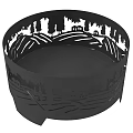 Decorative Hollow Out Circular Metal Ornament With Rural Landscape Patterns