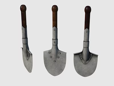 Durable Hardware Tools Shovels with Metal Blades and Wooden Handles for Garden Use 3d model