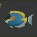 Vibrant Aquatic Animal Tropical Fish Featuring Blue Body Yellow Fins and Bright Colors