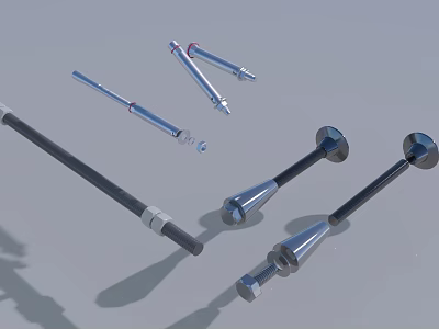 Various Metal Hardware Tools Including Bolts Screws And Fasteners For Construction 3d model