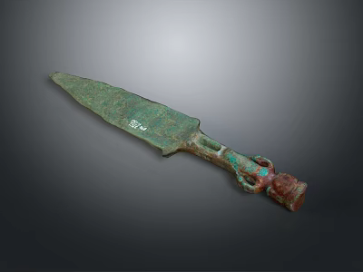 Ancient Bronze Weapon Antique Sword With Decorative Hilt And Rustic Patina Blade 3d model