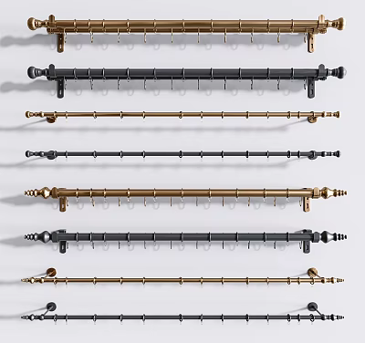 Stylish Design Various Color Metal Curtain Rods With Hooks For Home Curtain Accessories 3d model