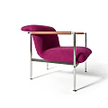 Modern Purple Single Sofa With Soft Upholstered Fabric And Sleek Metal Frame Design