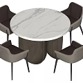 Round Marble Tabletop Dining Set With Black And Beige Chairs 3d model