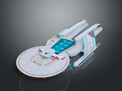 Cosmic Spacecraft Model With Circular Module Blue Panels And White Structure 3d model