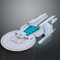 Cosmic Spacecraft Model With Circular Module Blue Panels And White Structure