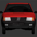 Classic Red Hatchback Car With Black Wheels Front Grille And Dark Surface Reflection 3d model