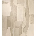 Neutral Tones Square Rug With Geometric Patterns Textured Design And Soft Fabric