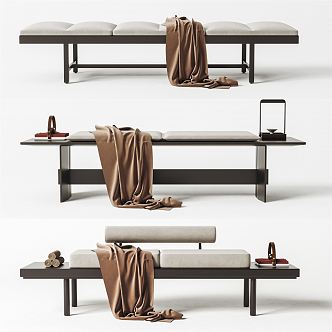 Modern Bed End Stool Bench Combination 3d model