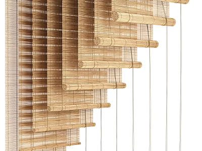 Bamboo Blinds With Natural Material Textured Design For Home Window Decor 3d model