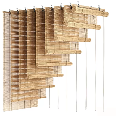 Bamboo Blinds With Natural Material Textured Design For Home Window Decor 3d model
