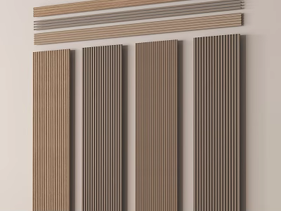 Modern Wall Panel Design With Vertical Slats And Various Wooden Tones 3d model
