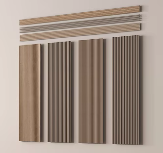 Modern grille clapboard decorative panel background wall 3d model