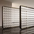 Modern Decorative Screen with Geometric Metal Frame and Transparent Grid Panels for Interior Design 3d model