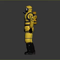 Character In Yellow Protective Suit Confronting Mysterious Creature In Sci Fi World 3d model