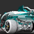 Futuristic Racing Car With Streamlined Design Large Tires Rear Wing And Teal Accents