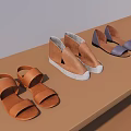 Women's Open Toe Sandals in Brown Gray Purple with Platform Heel on Display Stand