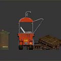 Red Food Cart With Fresh Hand Pulled Pancakes And Wooden Pallets