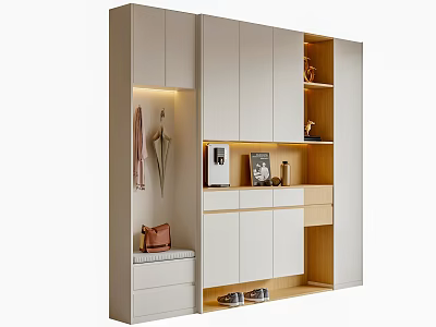 Modern Cream Style Entrance Cabinet Entrance Cabinet Entrance Shoe Cabinet 3d model