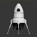 Modern White Rocket Model With Red Stripe Black Base And Support Legs 3d model