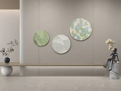 Modern Round Frame Painting Decorative Painting Hanging Painting Texture Painting 3d model