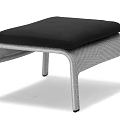 Modern Stool With Black Cushion Gray Woven Frame And Metal Legs