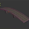 Industrial Metal Bridge with Grid Deck Surface Support Legs and Yellow Components 3d model