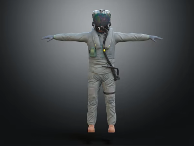 Man in Protective Suit With Helmet Face Mask and Arms Outstretched 3d model