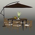 Modern Outdoor Table and Chair Outdoor Leisure Table and Chair Sunshade Umbrella Outdoor Table and Chair Leisure Seat 3d model