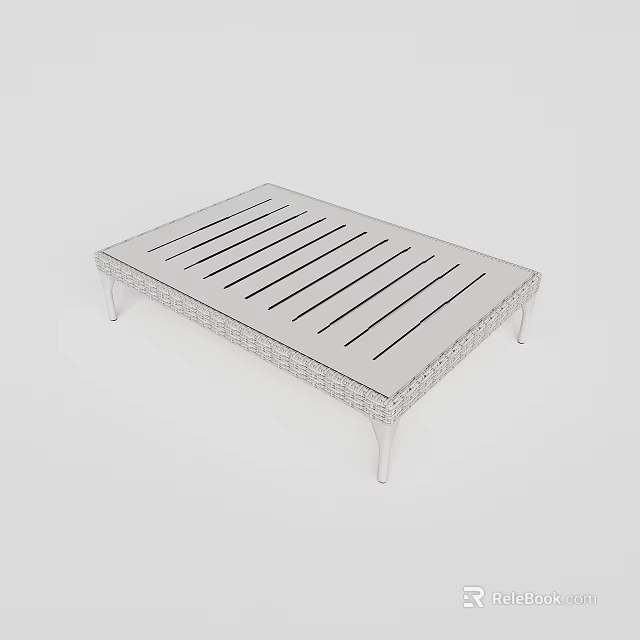 Modern Coffee Table With Slatted Surface And Sleek Metal Legs Design 3d model 