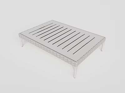 Modern Coffee Table With Slatted Surface And Sleek Metal Legs Design 3d model