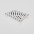 Modern Coffee Table With Slatted Surface And Sleek Metal Legs Design