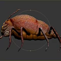Red Beetle With Glowing Eyes Multiple Legs And Textured Surface On Dark Background With Reflection 3d model