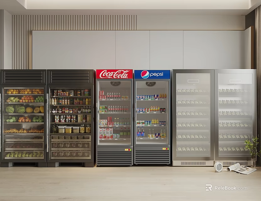 Commercial Refrigeration Units With Glass Doors For Beverage 3d model 