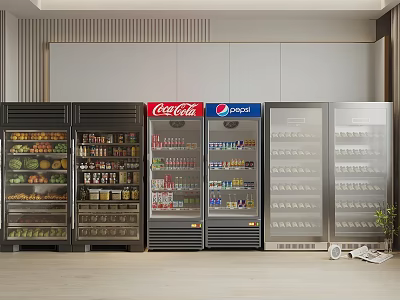 Commercial Refrigeration Units With Glass Doors For Beverage 3d model