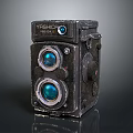 Vintage YASHICA Twin Lens Reflex Film Camera With Classic Metal Body And Blue Lenses