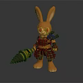Armored Rabbit Toy Figure With Red Eyes Holding Spiked Weapon
