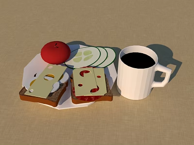 Kitchen Food Breakfast Combo 3d model Kitchen Food Breakfast Combo 3d model
