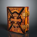 Vintage Decorative Leather Box With Intricate Patterns Engraved Text And Brass Clasps