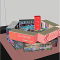 Modern Memory Tavern Interior Night Scene With Neon Lights Tables Chairs And Staircase