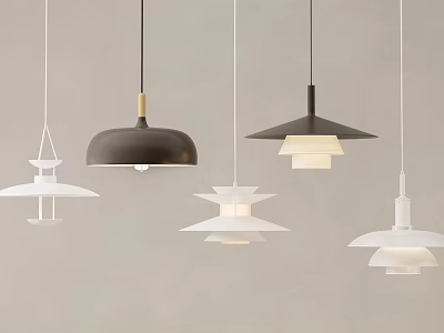 Modern Minimalist Pendant Lights in Black and White Various Designs for Home Decor 3d model