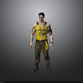 Full Body Man In Yellow Tank Top Number 51 Brown Pants Black Boots And Watch