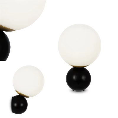 Modern Stylish Wall Lamps with White Globe Shades and Black Bases for Home Interior 3d model